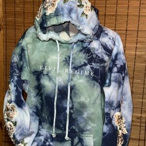Civil Regime Blue and Green Tie-Dye Hoodie